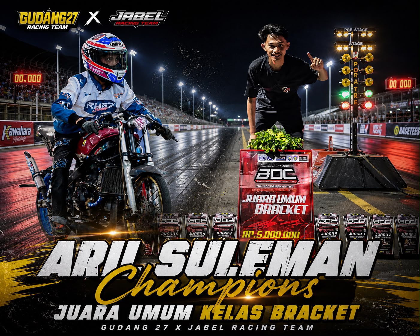 Pecah Telur! Aril Suleman Raih Juara Umum Bracket Bersama Gudang 27 X Jabel Racing Team
