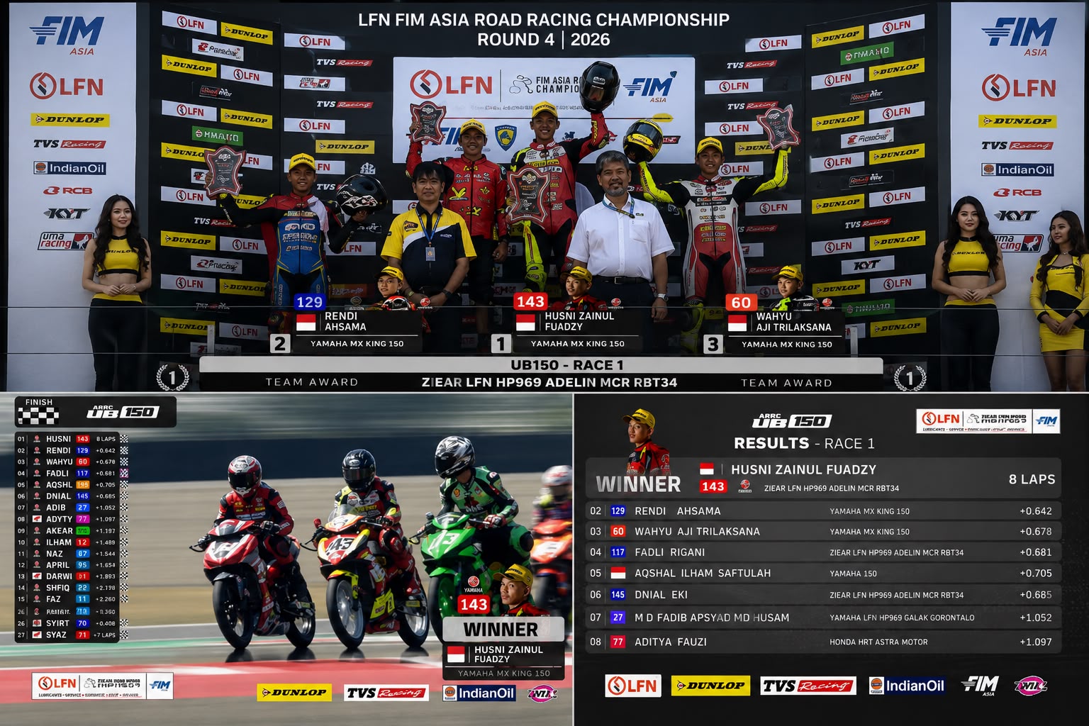 Alfi Husni Tampil Taktis, Amankan Kemenangan Race 1 UB150 ARRC Mandalika 2026