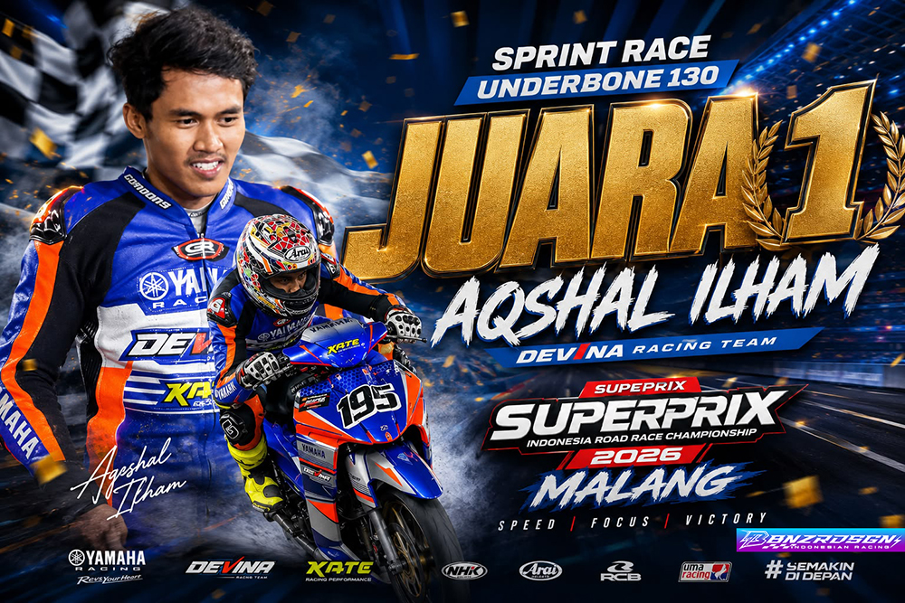 Aqsal Ilham Terdepan, HMS Cetak Hat-trick Podium di Sprint Race Underbone 130
