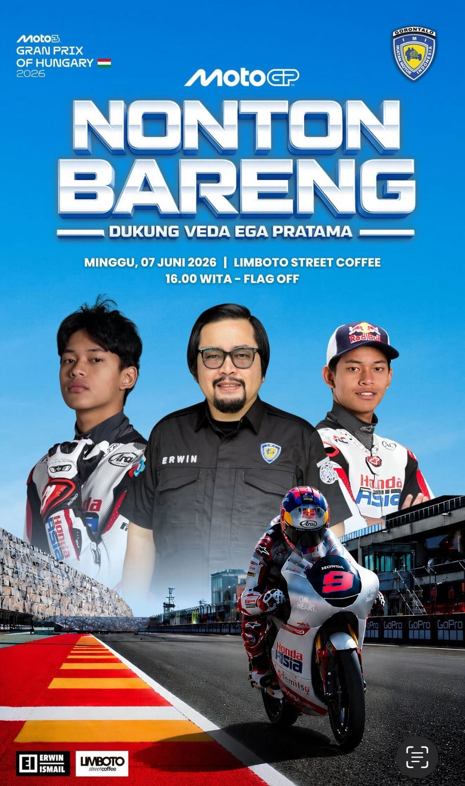 IMI Gorontalo Gelar Nobar MotoGP Hungaria, Satukan Dukungan untuk Veda Ega Pratama